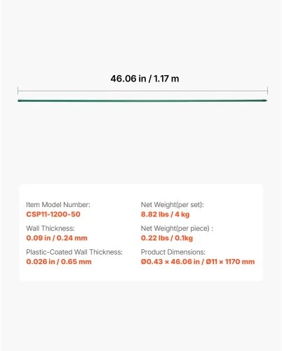 Koduva VEVOR sodo kuoleliai augalams, 50 vnt., 1170 mm, plastiku dengti metaliniai pomidorų kuoleliai