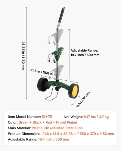 VEVOR Sodo vazonų vežimėlis, reguliuojamas augalo kėlimo vežimėlis, iki 65 kg