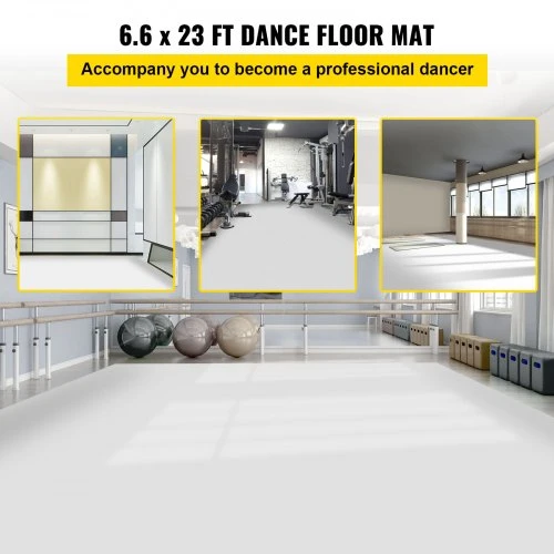 VEVOR Šokių grindų rulonas, 2 x 7 m, juodas/baltas, PVC vinilas