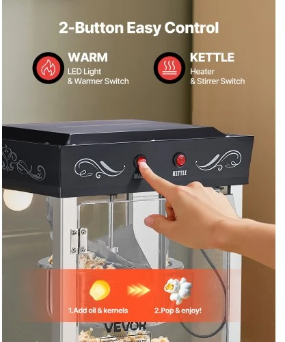 VEVOR Spragėsių aparatas, 0,2kg nerūdijančio plieno katilas, 800 W, stalinis, juodas