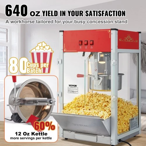 VEVOR Spragėsių aparatas, 1440 W, 12 oz katilas, raudonas