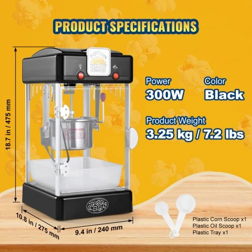 VEVOR Spragėsių aparatas, 300 W, 2,5 oz katilas, juodas