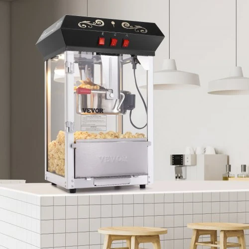 VEVOR Spragėsių aparatas, 850 W, 8 oz katilas, iki 48 puodelių per partiją, juodas