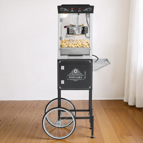 VEVOR Spragėsių aparatas su vežimėliu, 0,2kg, 800 W, juodas