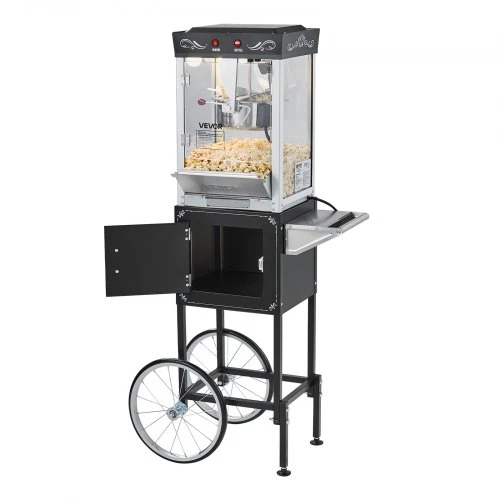 VEVOR Spragėsių aparatas su vežimėliu, 0,2kg, 800 W, juodas