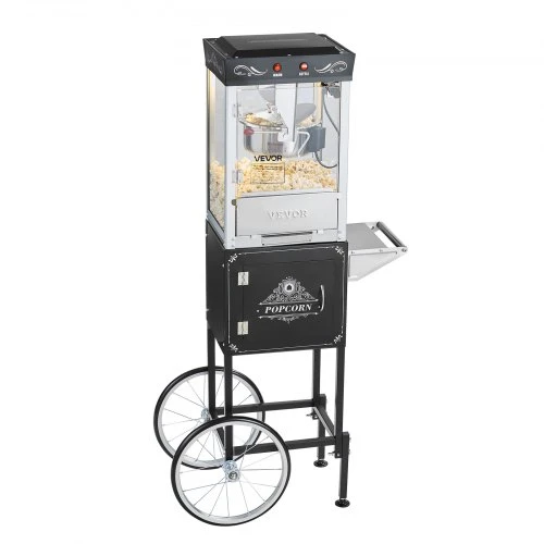 VEVOR Spragėsių aparatas su vežimėliu, 0,2kg, 800 W, juodas