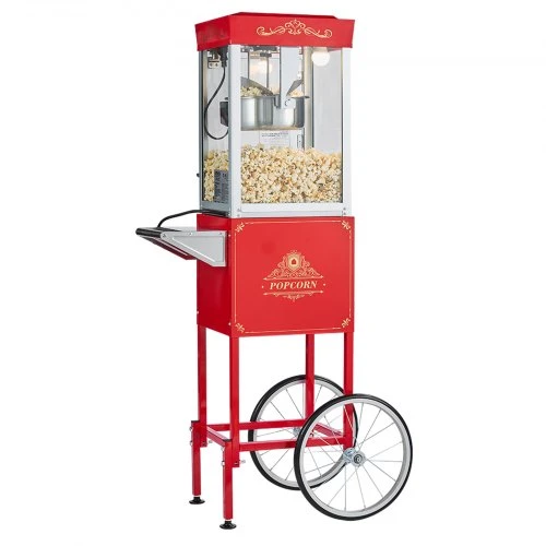 VEVOR Spragėsių aparatas su vežimėliu, 0,2kg nerūdijančio plieno katilas, 800 W, raudonas