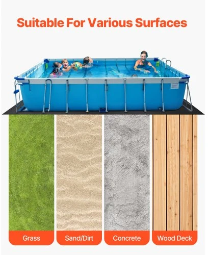 Koduva VEVOR stačiakampis baseino įdėklo paklotas, 12 x 24 ft, 180 g/m², juodas