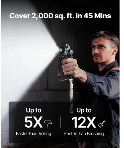 Koduva VEVOR stacionarus beorinis dažų purkštuvas, 650 W, 3000 PSI, su vežimėliu