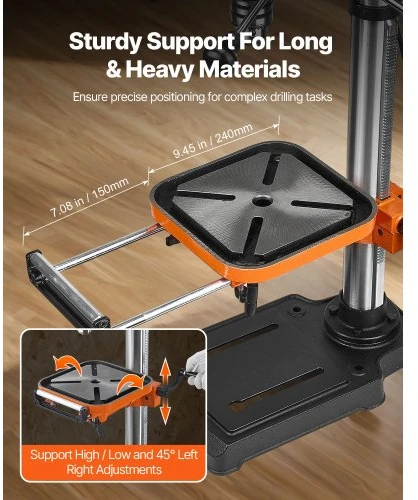 Koduva VEVOR stalinis gręžimo staklės 304,8 mm, 750 W, 340–2200 aps./min., 0–45° pasvirimo stalelis
