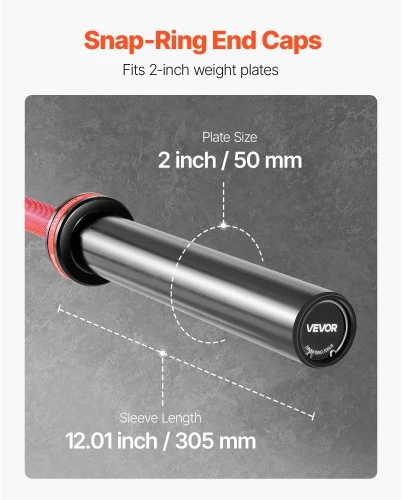 VEVOR Štangos strypas 180 cm, RS1800, 317,5kg, 2 colių diskams