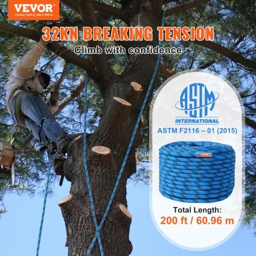 Koduva VEVOR statinė alpinizmo virvė, 12,7 mm, 60,96 m, mėlyna