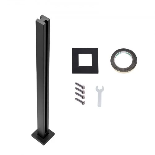 VEVOR Stiklo laikiklis turėklams, 1050 mm, juodas, 10–12 mm grūdintam stiklui