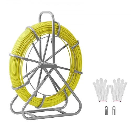 VEVOR Stiklo pluošto kabelio traukimo juosta 152 m, 6,3 mm, su stovu ir fiksavimo mechanizmu
