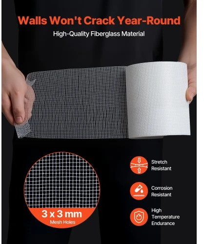 Koduva VEVOR stiklo pluošto siūlių juosta gipso kartonui, 150 mm x 30 m, 12 ritinių