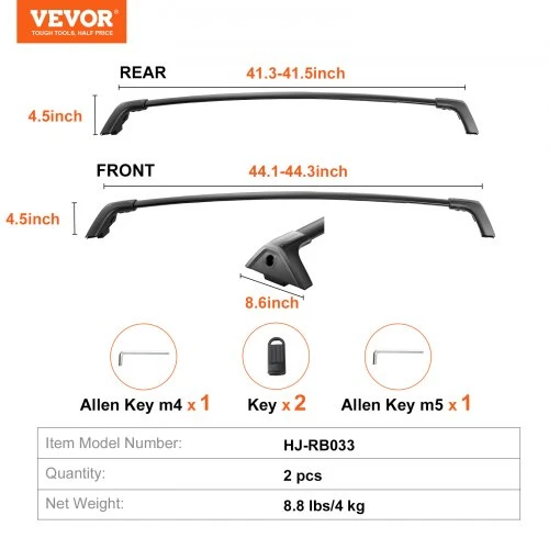 VEVOR Stogo bagažinės skersiniai Toyota RAV4 2019–2023, 117,93 kg, su užraktais