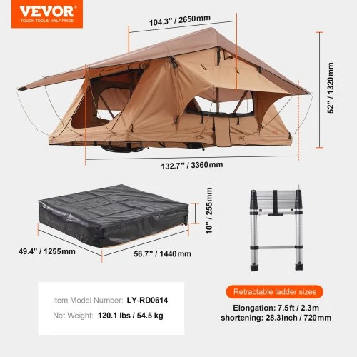 Koduva VEVOR stogo palapinė su kietu kevalu LY-RD0614, 2-3 asmenims, 150 x 130 x 24 cm