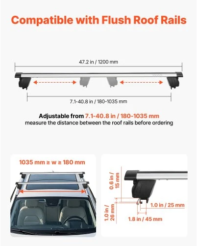 VEVOR Stogo skersiniai HJ-RB015A-120CM, 75 kg, aliuminis