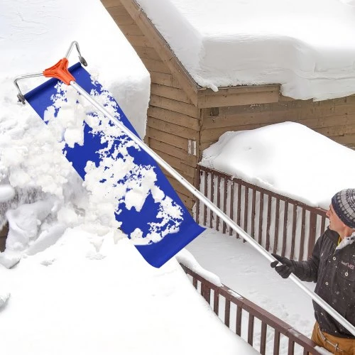 VEVOR Stogo sniego grėblys, 27 cm aliuminio ašmenys, reguliuojamas 1,25–5,24 m