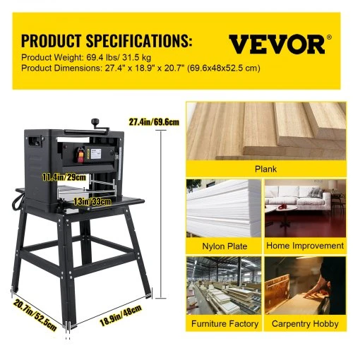 VEVOR Storio oblius 330 mm, 2000 W, 8000 aps./min, 10 A, su sulankstomu stovu
