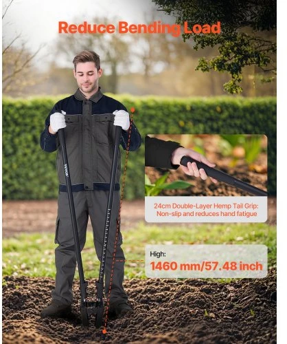 VEVOR Stulpų skylių kastuvas APH525X, juodas, 146 cm