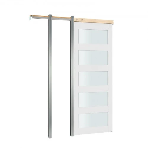 Koduva VEVOR stumdomos durys su matinio stiklo intarpais, 915 x 2035 mm, baltos
