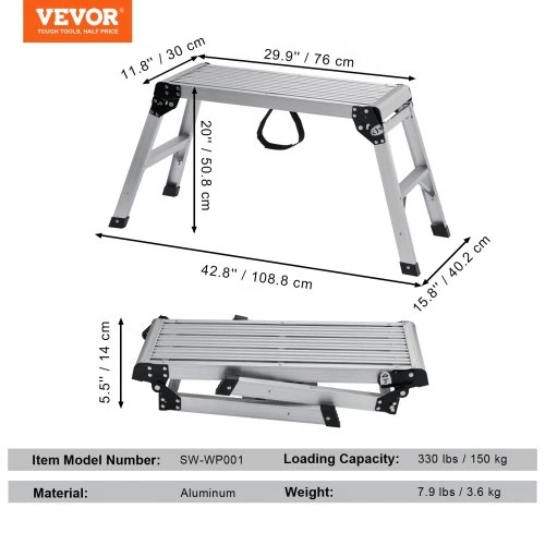 Koduva VEVOR sulankstoma darbo platforma, 150 kg, aliumininė