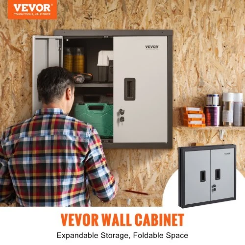 VEVOR Sulankstoma sieninė spintelė, metalinė garažo spintelė, 660 mm, juoda
