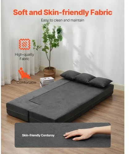 VEVOR Sulankstoma sofa-lova, tamsiai pilka, Twin, ZDSFD-5