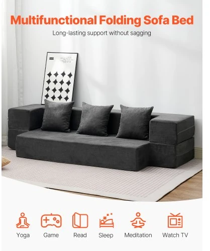 VEVOR Sulankstoma sofa-lova, tamsiai pilka, Twin, ZDSFD-5