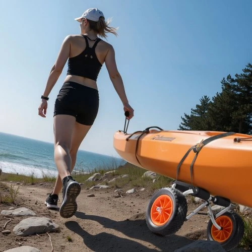 VEVOR Sulankstomas baidarių vežimėlis, 90 kg, 25,4 cm kietos guminės padangos, 1 įtempimo diržas