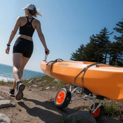 VEVOR Sulankstomas kajakų vežimėlis, 113,4kg keliamoji galia, 25,4 cm vientisi guminiai ratai, 1 diržas