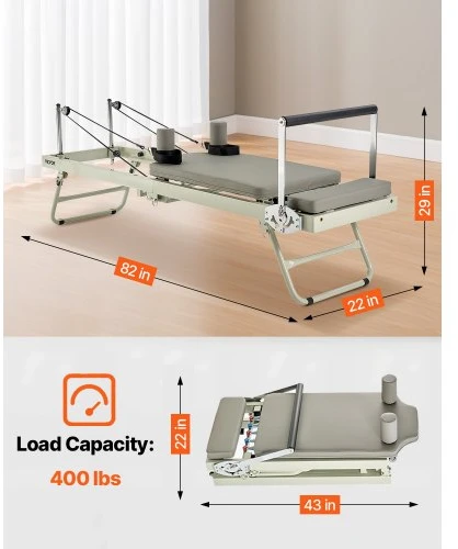 VEVOR Sulankstomas pilates reformeris S1002, 208 x 56 x 72,5 cm