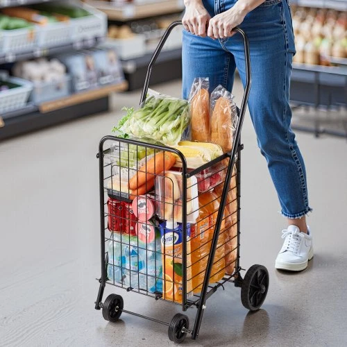 Koduva VEVOR sulankstomas pirkinių vežimėlis su pasukamais ratukais, 40,8kg, juodas