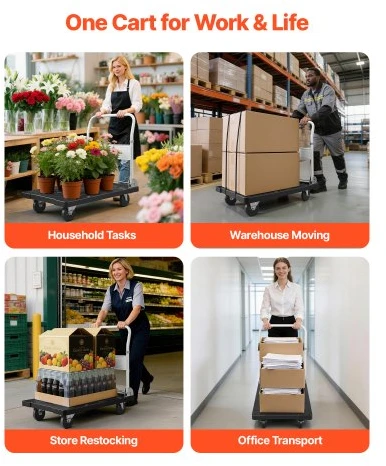 Koduva VEVOR sulankstomas platforminis vežimėlis, 299,37 kg, su pasukamais ratukais, 895 x 595 x 850 mm