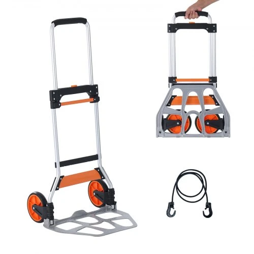 VEVOR Sulankstomas rankinis vežimėlis, 125 kg keliamoji galia, aliuminis, su teleskopine rankena