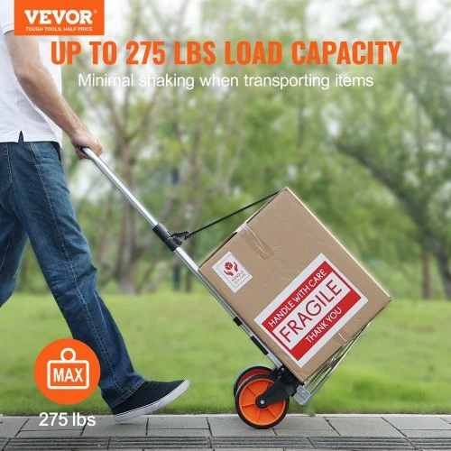 Koduva VEVOR sulankstomas rankinis vežimėlis, 125 kg keliamoji galia, aliuminis, su teleskopine rankena