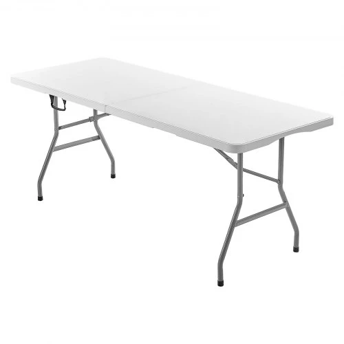 VEVOR Sulankstomas stalas, 6 ft, baltas, su rankena
