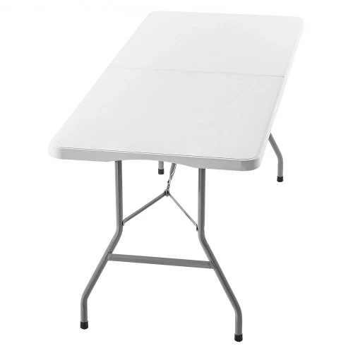 VEVOR Sulankstomas stalas, 6 ft, baltas, su rankena