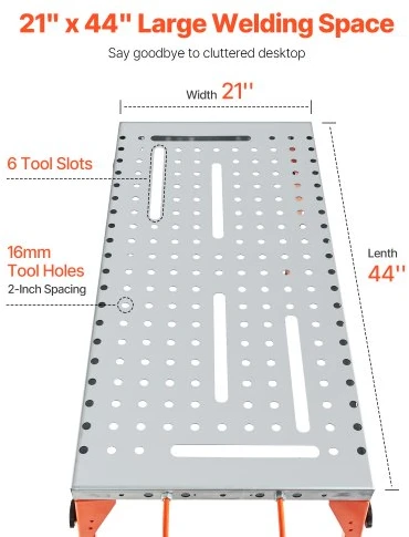 Koduva VEVOR sulankstomas suvirinimo stalas 44" x 21", 4 lygių reguliuojamo aukščio