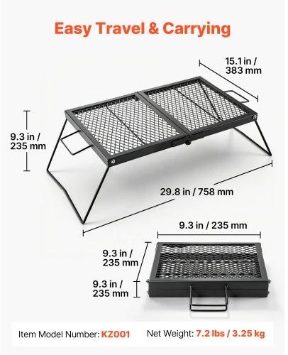 Koduva VEVOR sulankstomos laužavietės grotelės, 61 cm, juodos