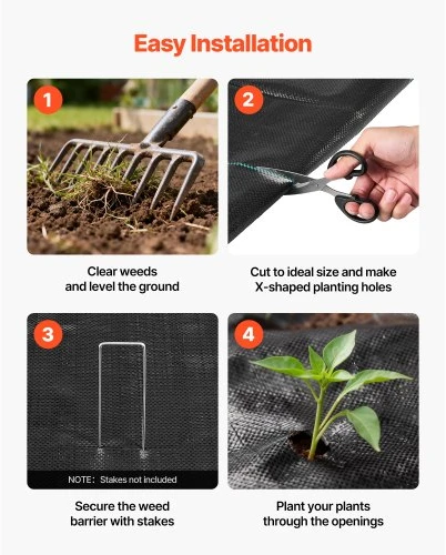 Koduva VEVOR sunki weed barrier audinys, 13 x 115 ft, 3,5 oz, juodas