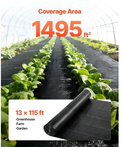 Koduva VEVOR sunki weed barrier audinys, 13 x 115 ft, 3,5 oz, juodas
