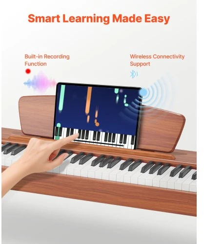 VEVOR Sunkiai pasveriamas skaitmeninis pianinas, 88 klavišai, medžio spalvos