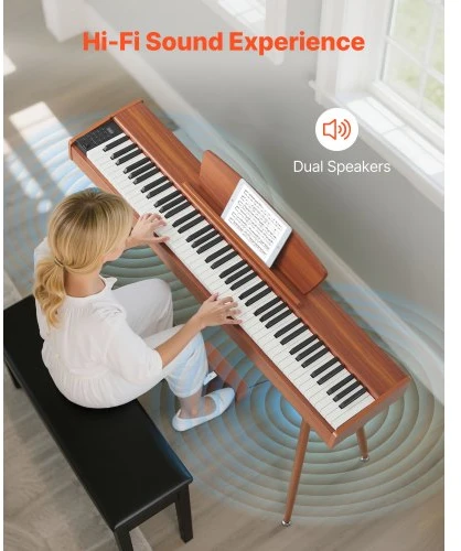 VEVOR Sunkiai pasveriamas skaitmeninis pianinas, 88 klavišai, medžio spalvos