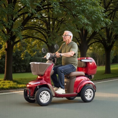 VEVOR Sunkios apkrovos 4 ratų mobilumo paspirtukas, 500 lb, 35 km, 3 greičiai, 1000 W, raudonas, LUNAR