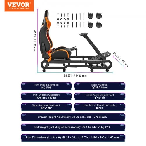 VEVOR Sunkiosios apkrovos lenktynių vairo stovas Logitech G923/G920/G29, maks. 150 kg