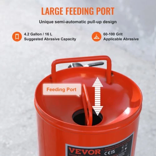 VEVOR Sunkus smėliavimo bakas, 37,9 l, 60–110 PSI, su 2 antgaliais ir 2,3 m žarna