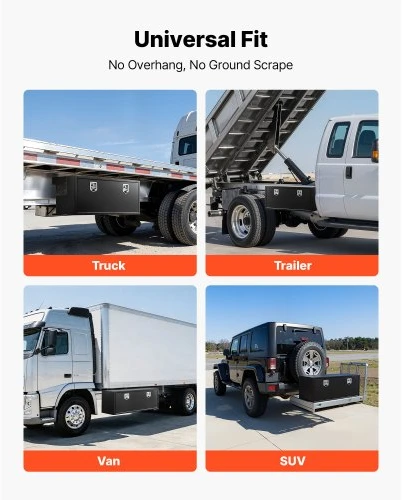 VEVOR Sunkvežimio apatinė įrankių dėžė, plieninė, juoda, 121,9 x 45,7 x 45,7 cm