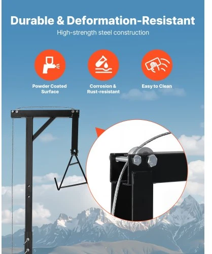 VEVOR Sunkvežimio kablio žvėrienos keltuvas, 400 lbs, 2 colių tvirtinimas, 360° pasukamas velenas, reguliuojamas aukštis